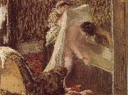 Edgar Degas woman after bath oil painting